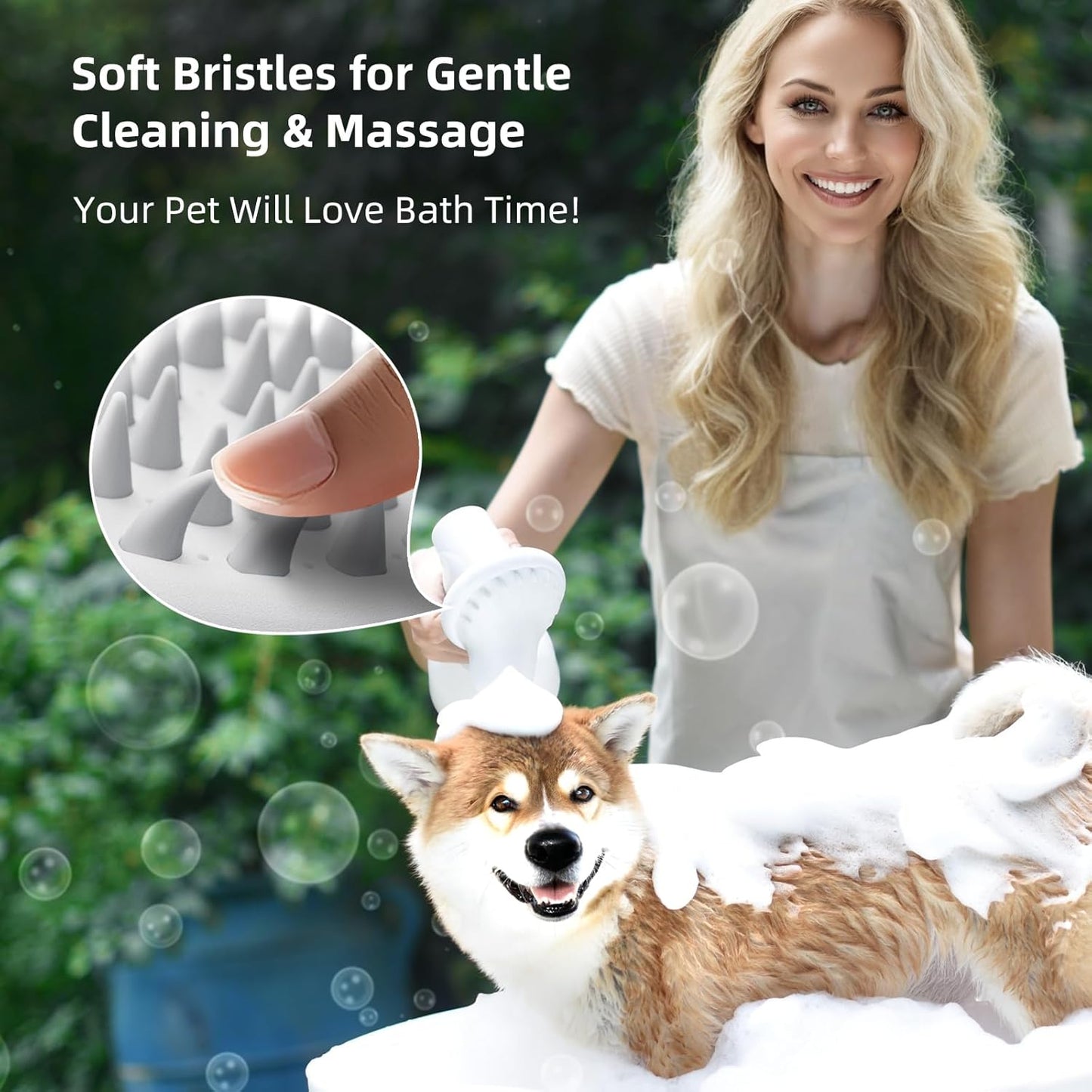 Automatic Pet Bath Brush – Rechargeable Waterproof Dog Scrubber with Soft Silicone, One-Button Deep Cleaning for Short & Long Hair Pets