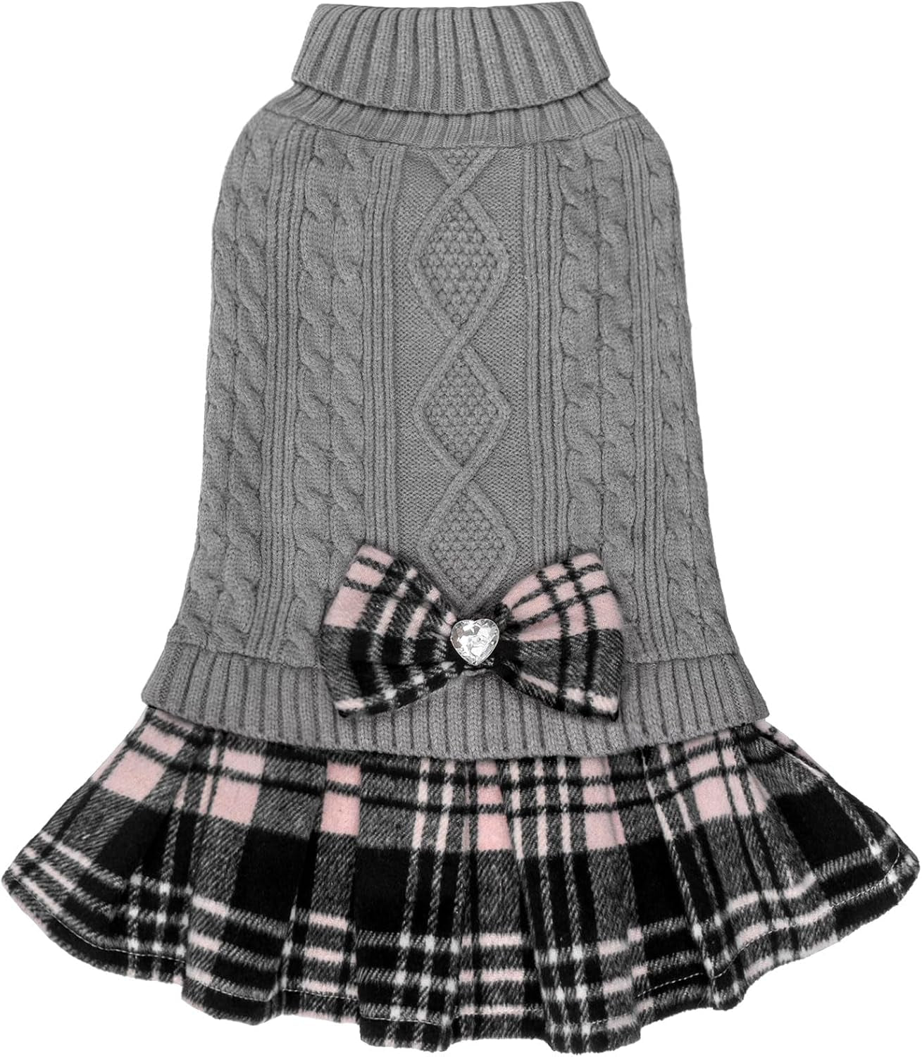 Dog & Cat Sweater – Soft Warm Turtleneck Knitwear, Bowtie Design, Winter Pullover for Small Pets (Purple, XL)