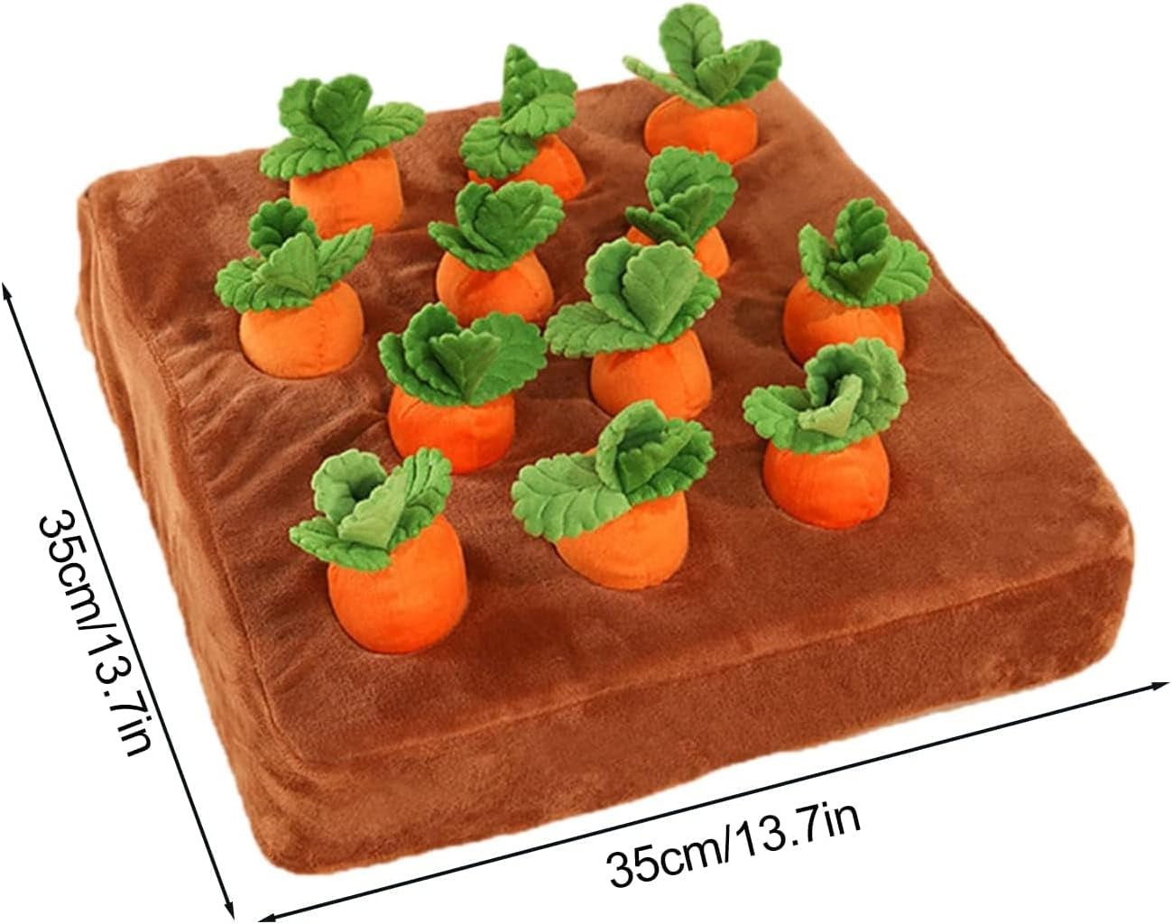 Carrot Dog Snuffle Mat, Interactive Plush Puzzle Toy for Cats and Dogs, Slow Feeding Nosework Game with 12 Carrots