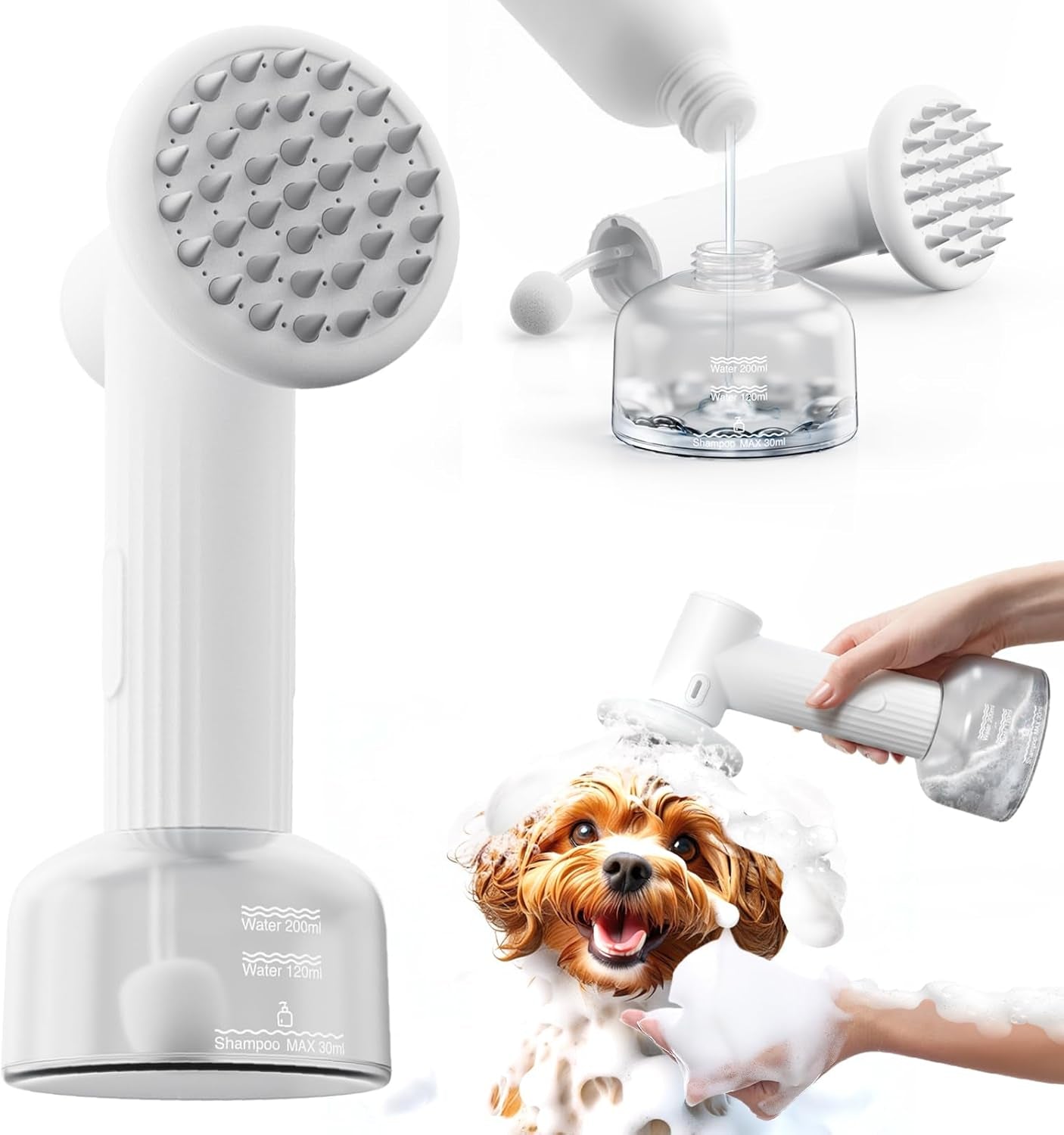 Automatic Pet Bath Brush – Rechargeable Waterproof Dog Scrubber with Soft Silicone, One-Button Deep Cleaning for Short & Long Hair Pets