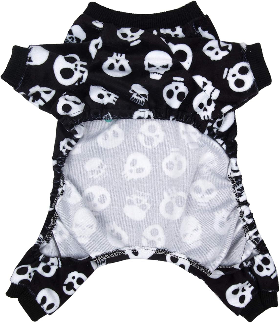 Halloween Skull Pajamas for Dogs & Cats – Cozy Skeleton Print Pet Jumpsuit