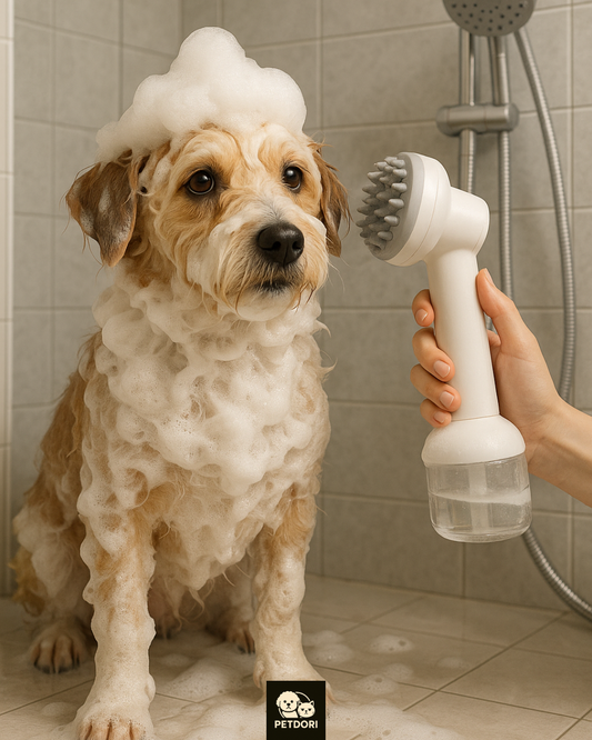 Automatic Pet Bath Brush – Rechargeable Waterproof Dog Scrubber with Soft Silicone, One-Button Deep Cleaning for Short & Long Hair Pets