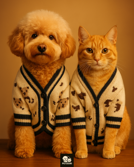 Dog Sweater, Cute Bear Knit Cardigan for Small & Medium Dogs and Cats