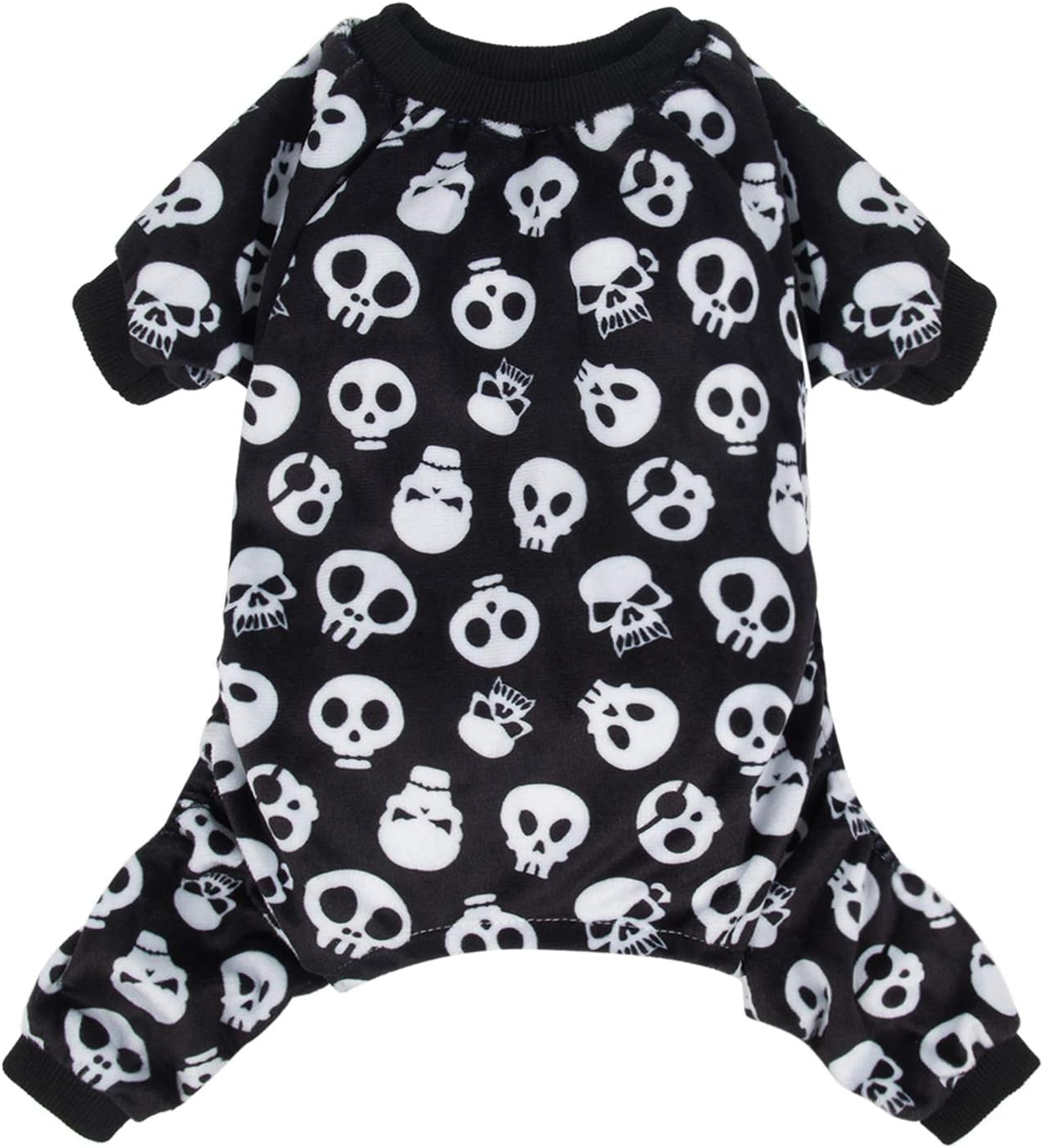 Halloween Skull Pajamas for Dogs & Cats – Cozy Skeleton Print Pet Jumpsuit