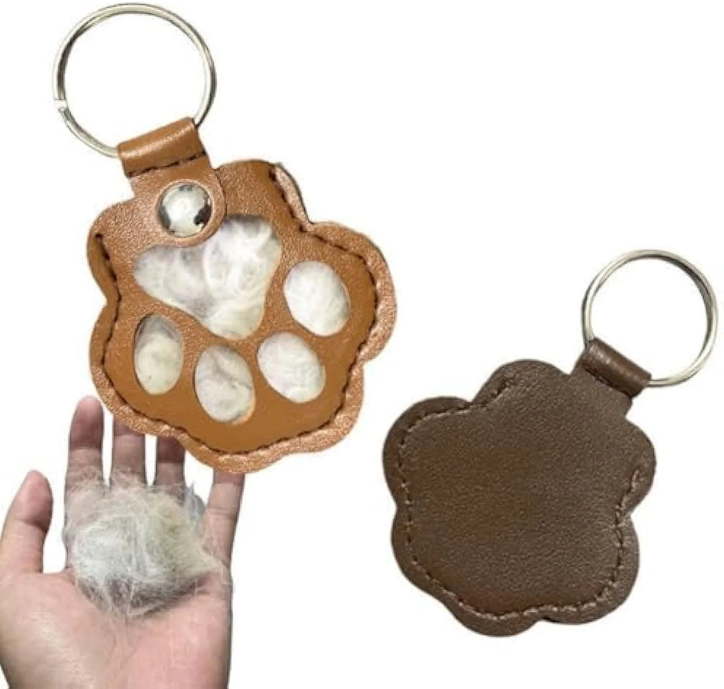 3 Pcs Pet Hair Storage Keychain, Cat Paw Shaped Keychain, Pet Memorial Gift Keyring, Handmade Key Holder for Collecting Cat and Dog Hair