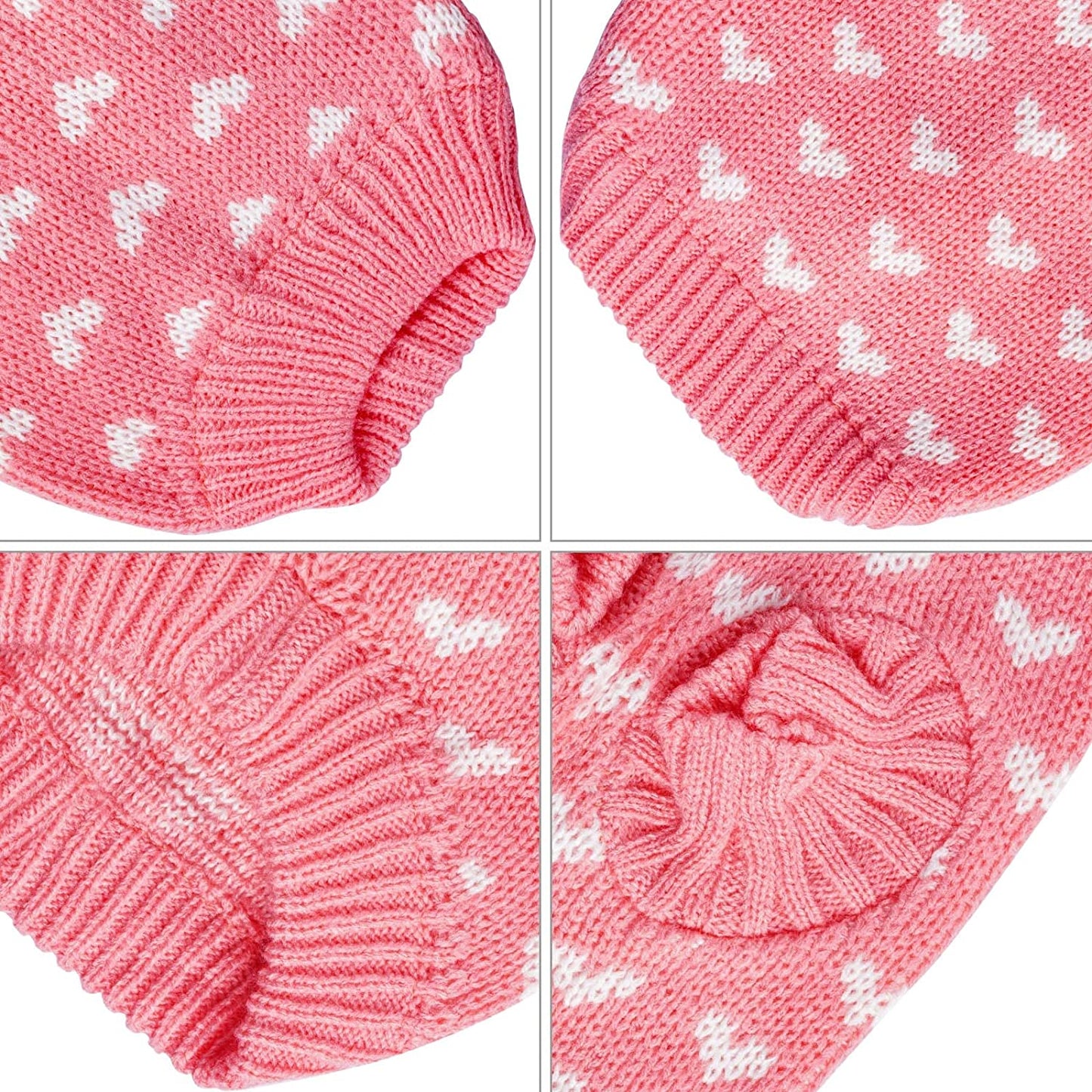 Warm Knitted Dog Sweater with Heart – Puppy & Small Cat Winter Clothes (Pink, S)
