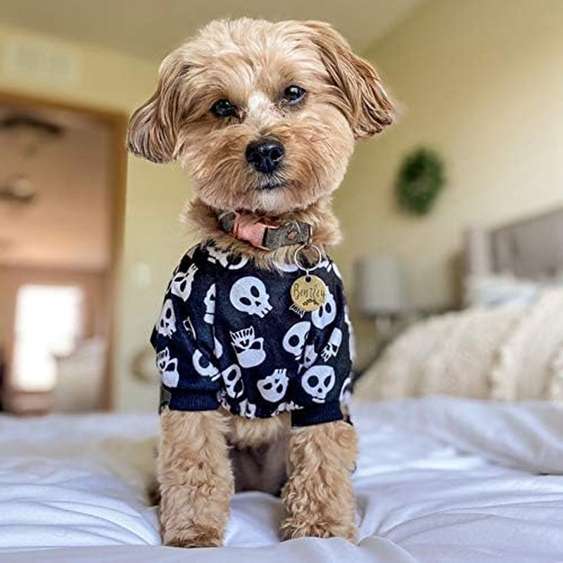 Halloween Skull Pajamas for Dogs & Cats – Cozy Skeleton Print Pet Jumpsuit