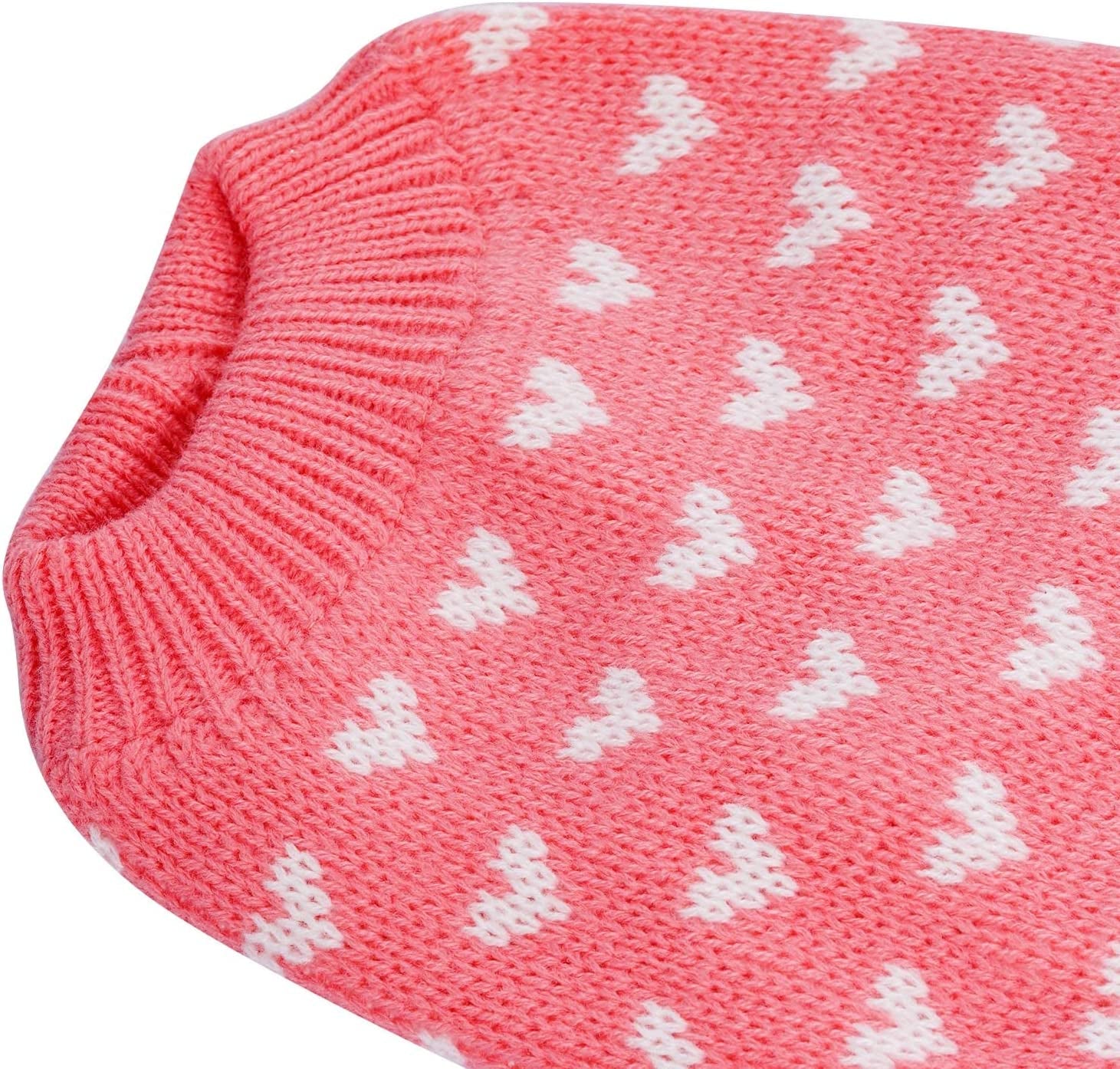 Warm Knitted Dog Sweater with Heart – Puppy & Small Cat Winter Clothes (Pink, S)